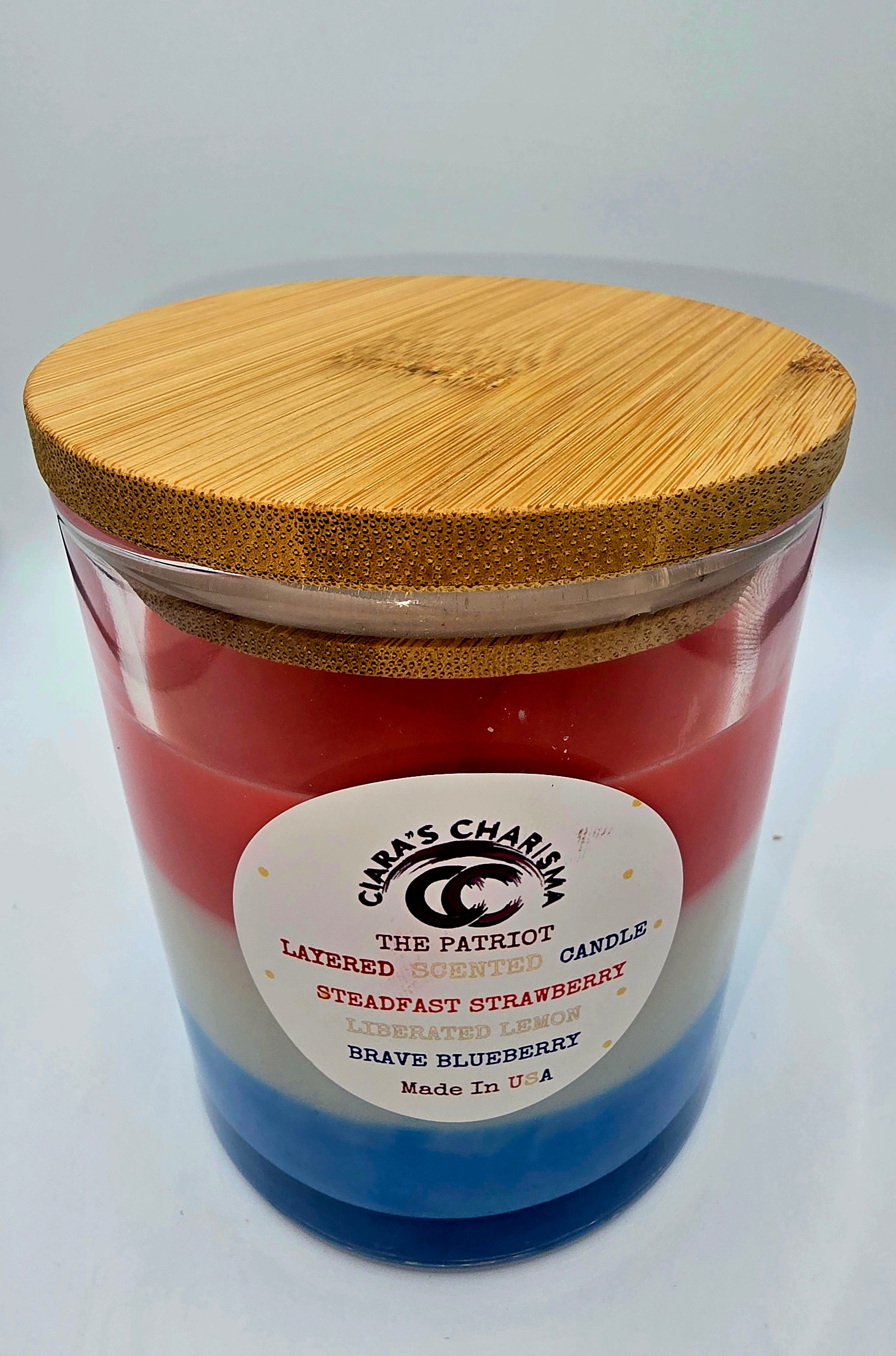 The Patriot Layered Candle – Strawberry, Lemon & Blueberry Soy Candle