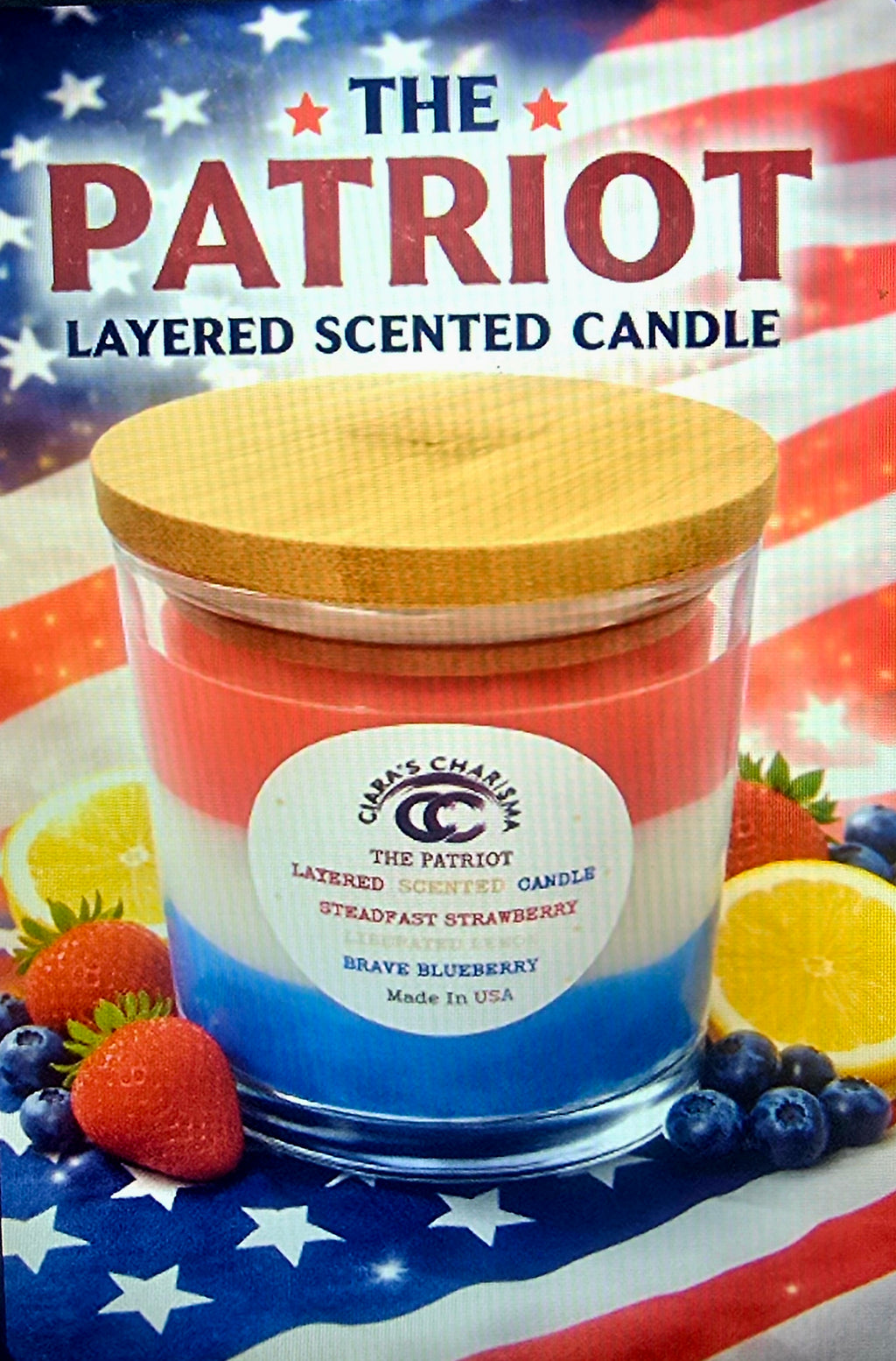 The Patriot Layered Candle – Strawberry, Lemon & Blueberry Soy Candle