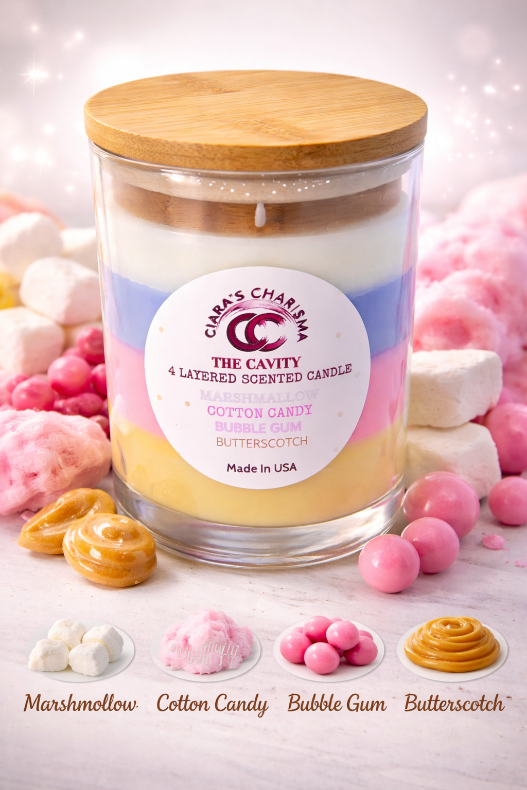 The Cavity Layered Candle – Marshmallow, Cotton Candy, Bubblegum & Butterscotch